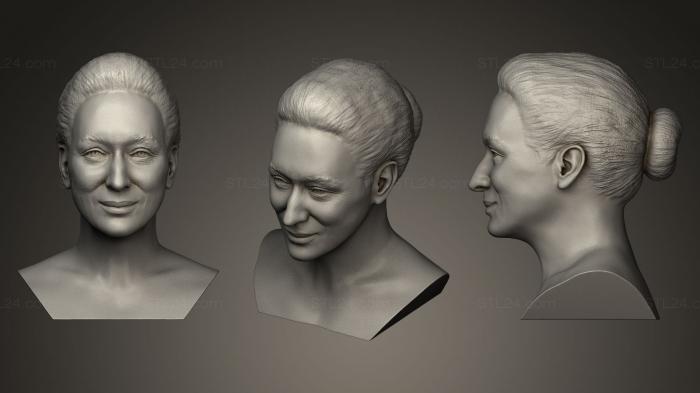Бюсты и барельефы известных личностей (Мэрил Стрип, BUSTC_0419) 3D модель для ЧПУ станка